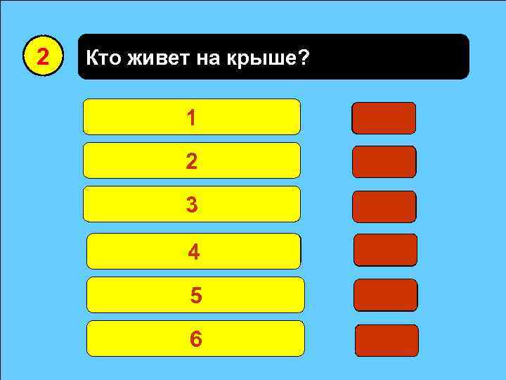 2 Кто живет на крыше? Карлсон 1 43 0 Птицы 2 19 0 Сосед