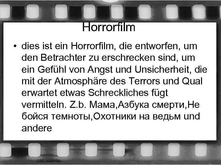 Horrorfilm • dies ist ein Horrorfilm, die entworfen, um den Betrachter zu erschrecken sind,