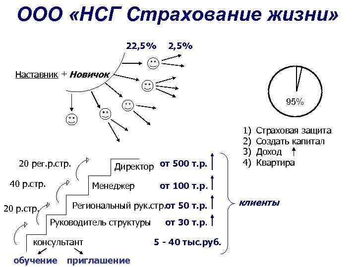 ООО «НСГ Страхование жизни» 22, 5% Наставник + Новичок 95% 20 рег. р. стр.