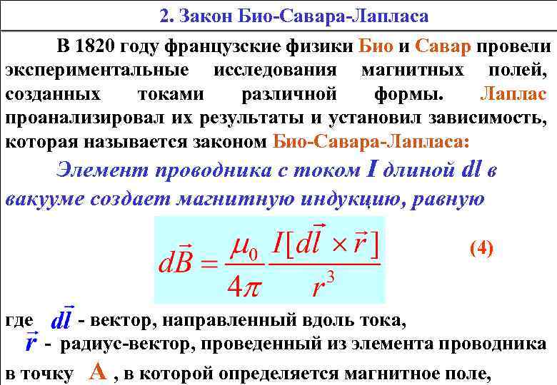 Закон био савара лапласа чертеж