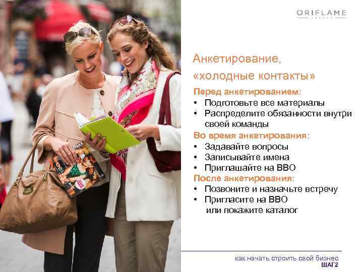 Анкетирование, «холодные контакты» Перед анкетированием: • Подготовьте все материалы • Распределите обязанности внутри своей