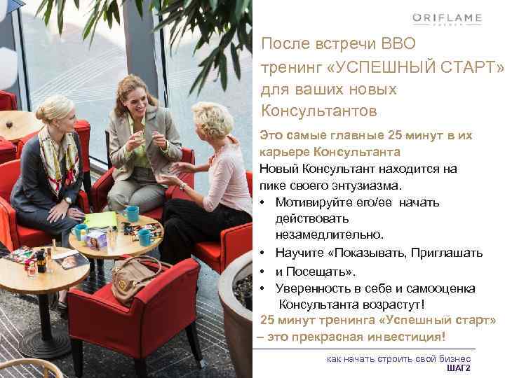 После встречи ВВО тренинг «УСПЕШНЫЙ СТАРТ» для ваших новых Консультантов Это самые главные 25