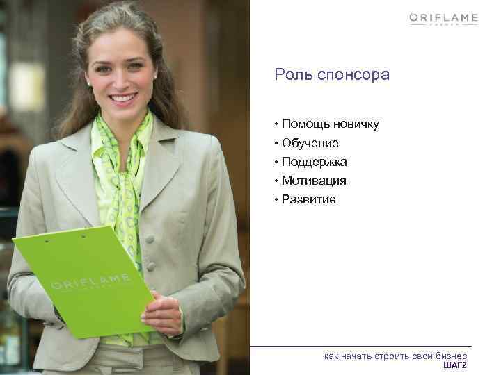 Роль спонсора • Помощь новичку • Обучение • Поддержка • Мотивация • Развитие как