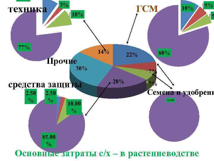 техника 3% ГСМ 10% 77% 14% 30% средства защиты 2. 50 % 10. 00