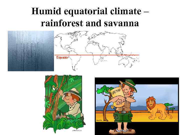 Humid equatorial climate – rainforest and savanna 