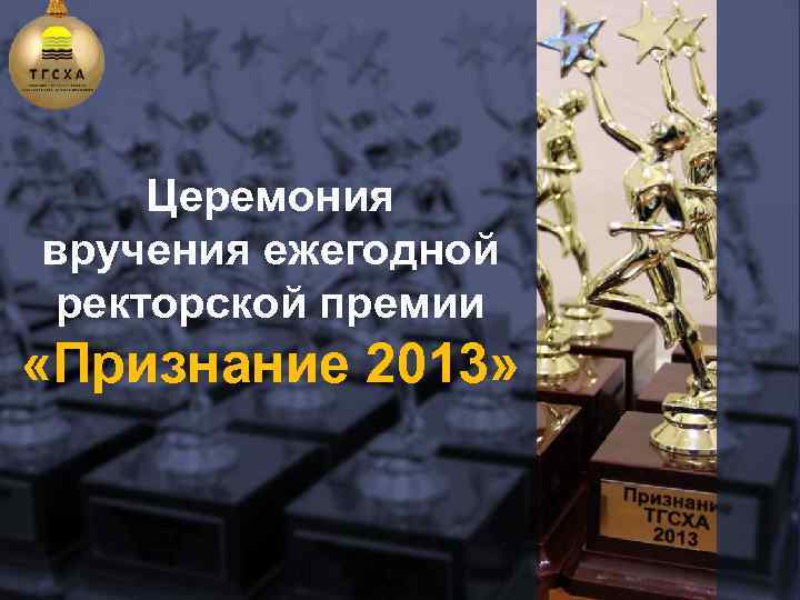 Церемония вручения ежегодной ректорской премии «Признание 2013» 