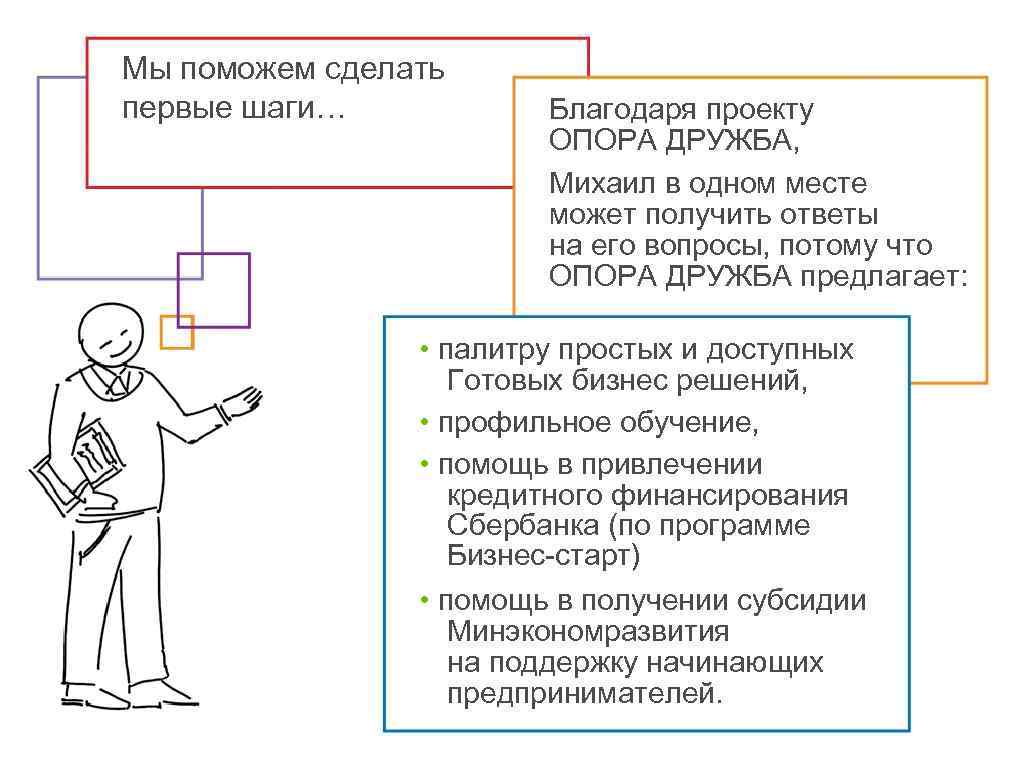 Мы поможем сделать первые шаги… Благодаря проекту ОПОРА ДРУЖБА, Михаил в одном месте может