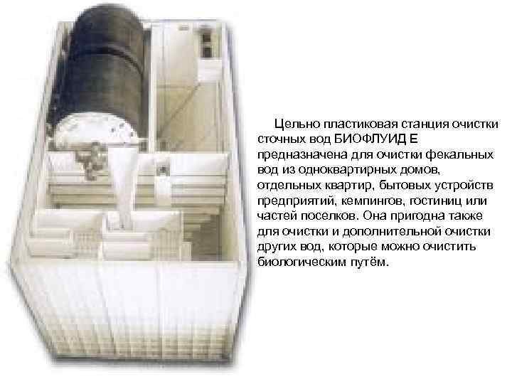  Цельно пластиковая станция очистки сточных вод БИОФЛУИД Е предназначена для очистки фекальных вод