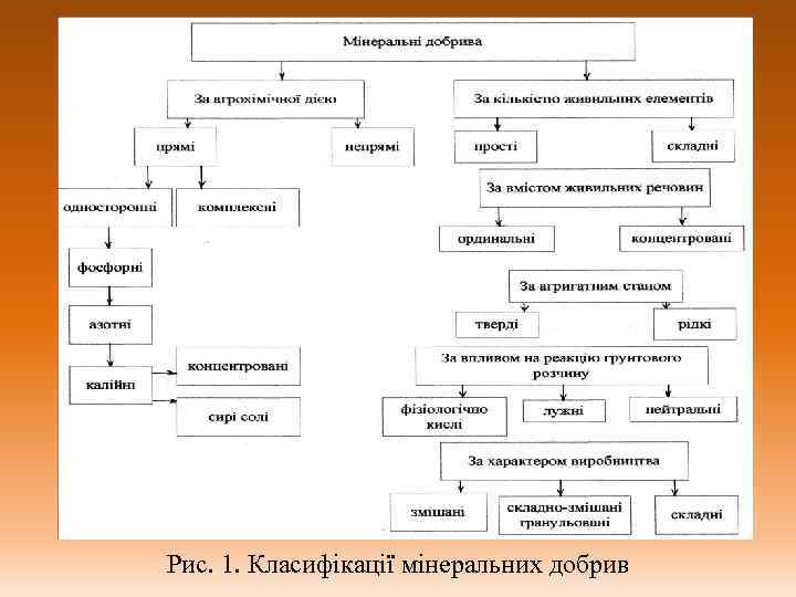 Рис. 1. Класифікації мінеральних добрив 