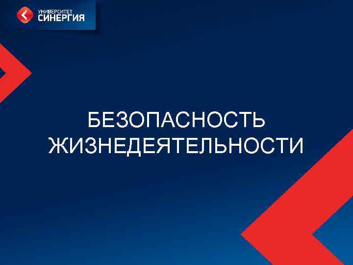 БЕЗОПАСНОСТЬ ЖИЗНЕДЕЯТЕЛЬНОСТИ 