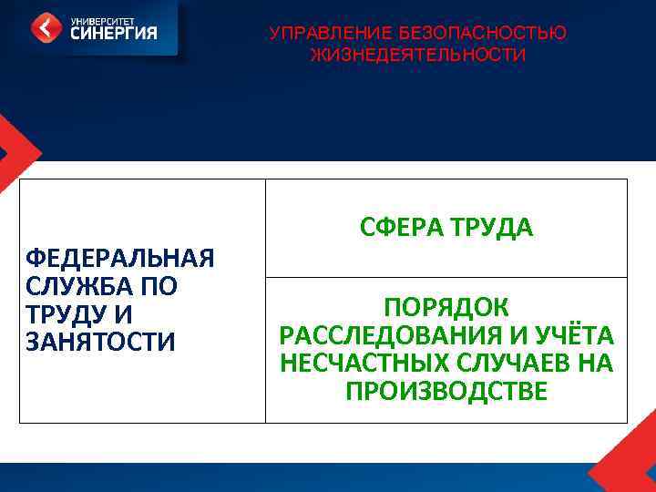 УПРАВЛЕНИЕ БЕЗОПАСНОСТЬЮ ЖИЗНЕДЕЯТЕЛЬНОСТИ ФЕДЕРАЛЬНАЯ СЛУЖБА ПО ТРУДУ И ЗАНЯТОСТИ СФЕРА ТРУДА ПОРЯДОК РАССЛЕДОВАНИЯ И