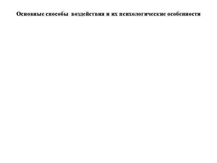 Основные способы воздействия и их психологические особенности 