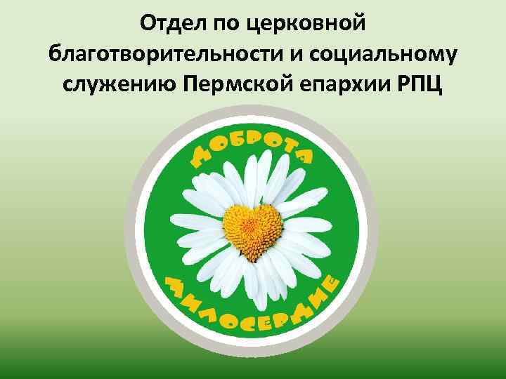 Отдел по церковной благотворительности и социальному служению Пермской епархии РПЦ 