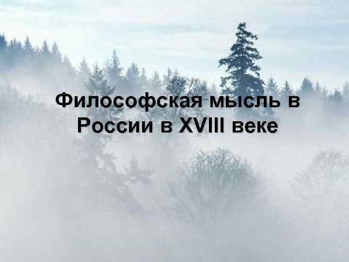 Философская мысль в России в XVIII веке 