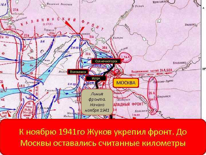 Солнечногорск Волокамск Истра МОСКВА Линия фронта. Начало ноября 1941 К ноябрю 1941 го Жуков