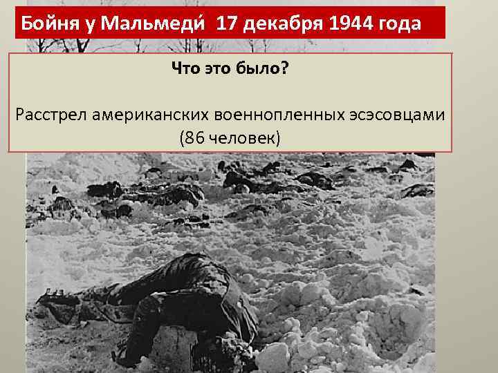 Бойня у Мальмеди 17 декабря 1944 года Что это было? Расстрел американских военнопленных эсэсовцами