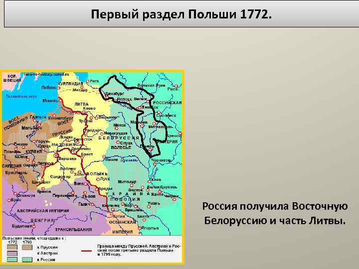 Карта разделы польши в 18 веке