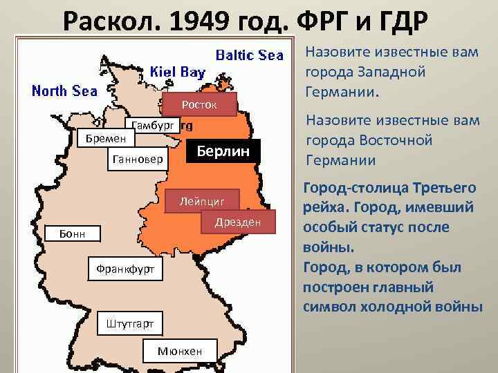 Карта бывшей гдр. Раскол Германии на ФРГ И ГДР год.