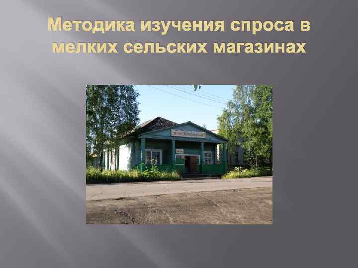 Методика изучения спроса в мелких сельских магазинах 