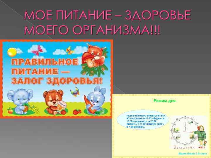 МОЕ ПИТАНИЕ – ЗДОРОВЬЕ МОЕГО ОРГАНИЗМА!!! 