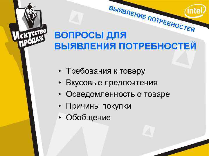 ВЫЯ ВЛЕ НИЕ ПОТ РЕБ НОС ТЕЙ ВОПРОСЫ ДЛЯ ВЫЯВЛЕНИЯ ПОТРЕБНОСТЕЙ • • •
