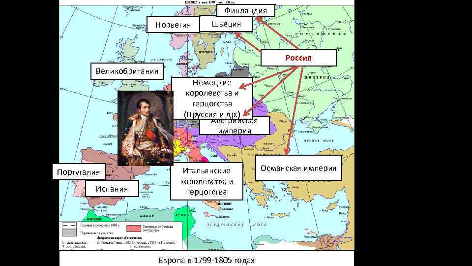 Норвегия Финляндия Швеция Россия Великобритания Франция Португалия Испания Немецкие королевства и герцогства (Пруссия и