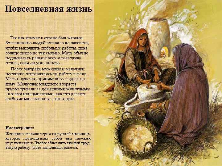 Повседневная жизнь Так климат в стране был жарким, большинство людей вставало до рассвета, чтобы