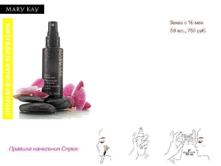 ОГРАНИЧЕННАЯ КОЛЛЕКЦИЯ Правила нанесения Спрея: Заказ с 16 мая 59 мл. , 750 руб.