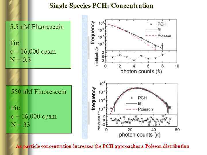 Single Species PCH: Concentration 5. 5 n. M Fluorescein Fit: e = 16, 000