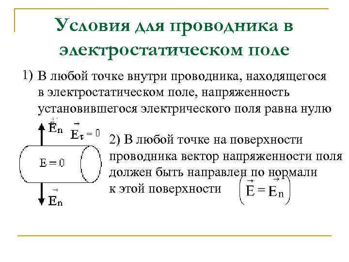 Напряженность электрического поля равна 0