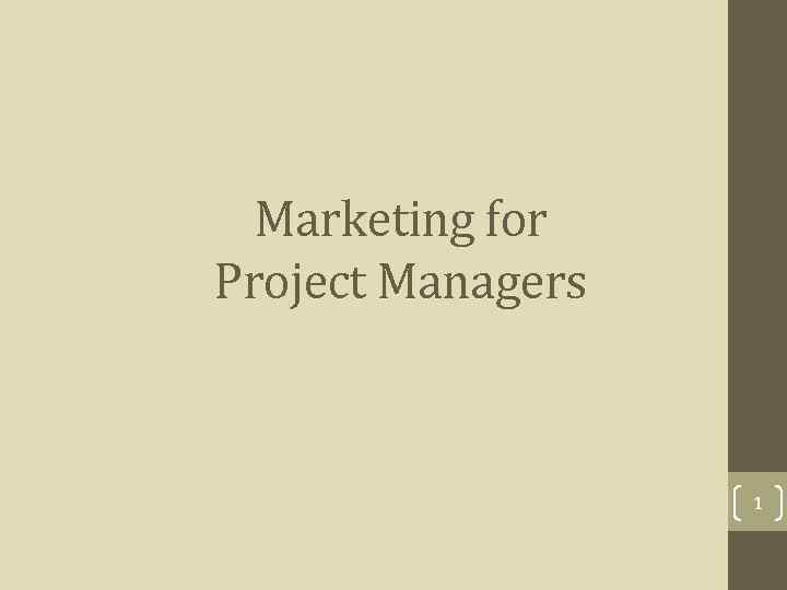 Marketing for Project Managers 1 
