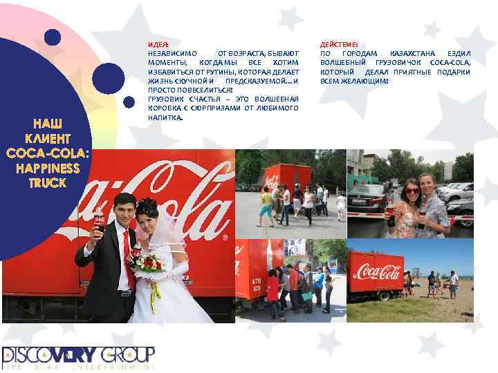 НАШ КЛИЕНТ СOCA-СOLA: HAPPINESS TRUCK ИДЕЯ: ИДЕЯ НЕЗАВИСИМО ОТ ВОЗРАСТА, БЫВАЮТ МОМЕНТЫ, КОГДА МЫ