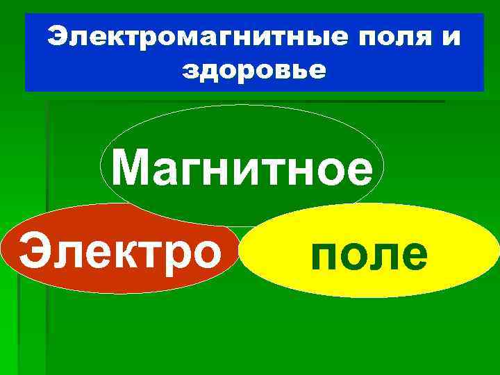 Электромагнитные поля и здоровье Магнитное Электро поле 