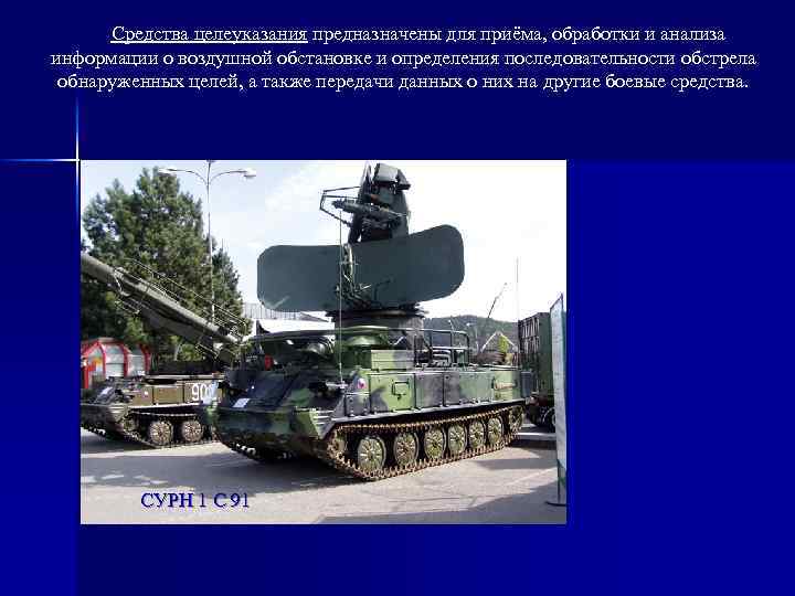 Средства целеуказания предназначены для приёма, обработки и анализа информации о воздушной обстановке и определения