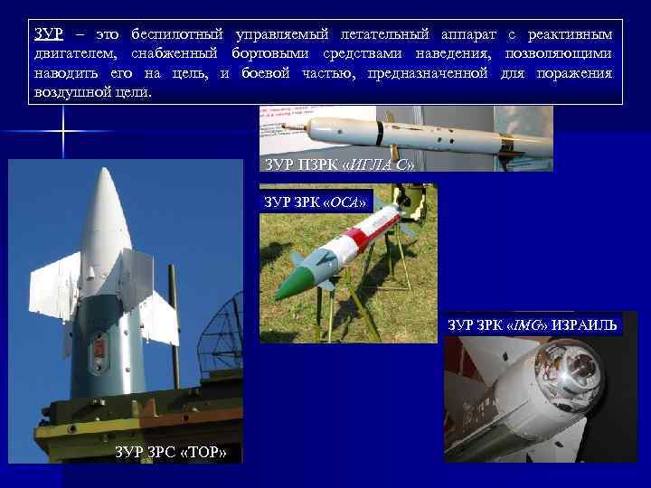 ЗУР – это беспилотный управляемый летательный аппарат с реактивным двигателем, снабженный бортовыми средствами наведения,