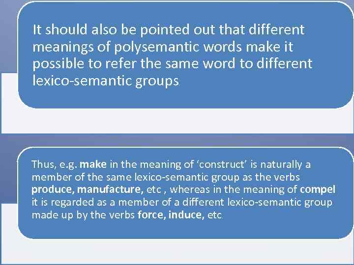 It should also be pointed out that different meanings of polysemantic words make it