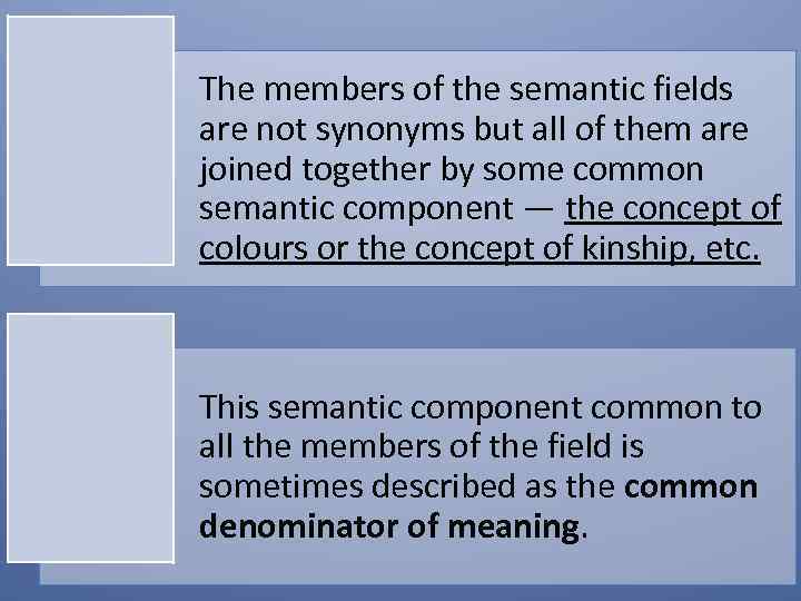 The members of the semantic fields are not synonyms but all of them are