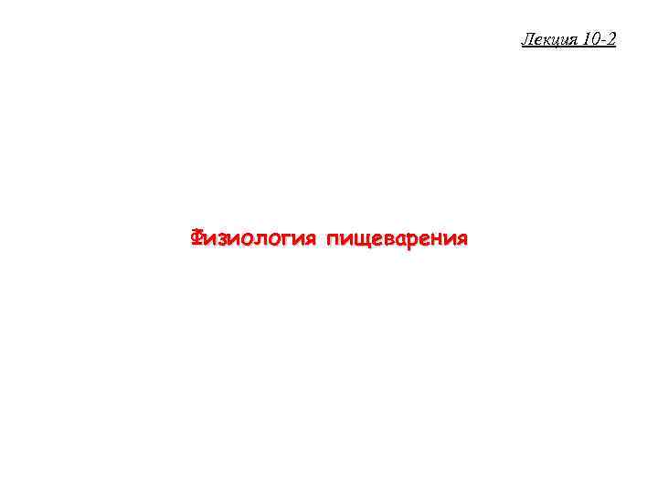 Лекция 10 -2 Физиология пищеварения 