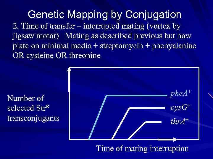 Genetic Mapping by Conjugation 2. Time of transfer – interrupted mating (vortex by jigsaw