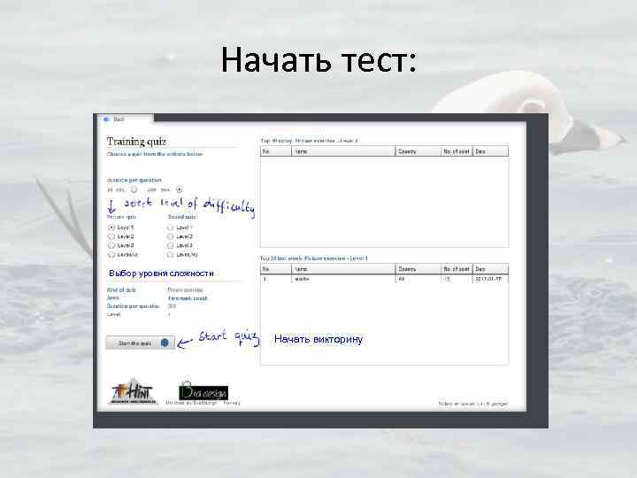 Начать тест: Выбор уровня сложности Начать викторину 