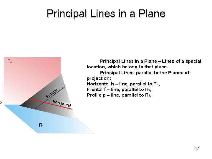 Principal Lines in a Plane – Lines of a special location, which belong to