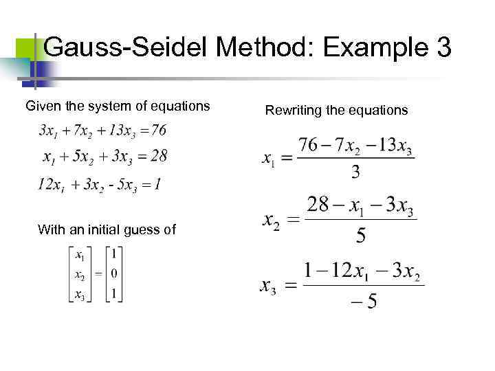 python code for gauss seidel method