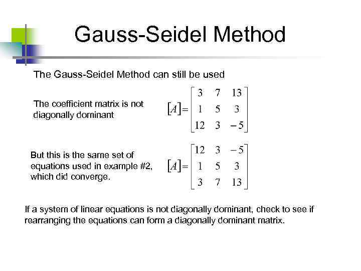 implementing gauss seidel method python