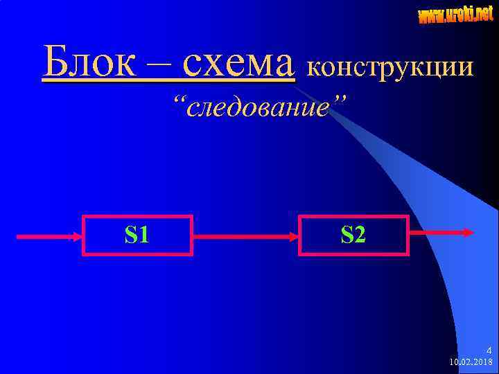Блок – схема конструкции “следование” S 1 S 2 4 10. 02. 2018 