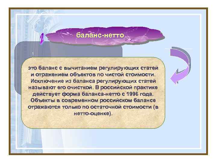 баланс-нетто 1 это баланс с вычитанием регулирующих статей и отражением объектов по чистой стоимости.
