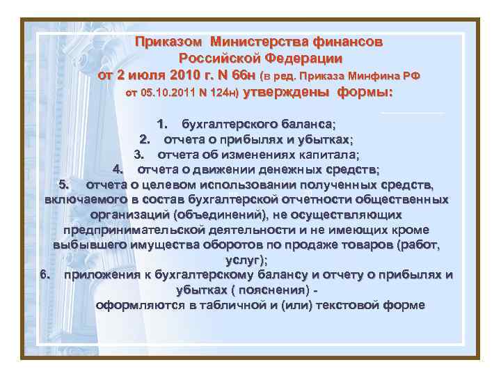 Приказом Министерства финансов Российской Федерации от 2 июля 2010 г. N 66 н (в