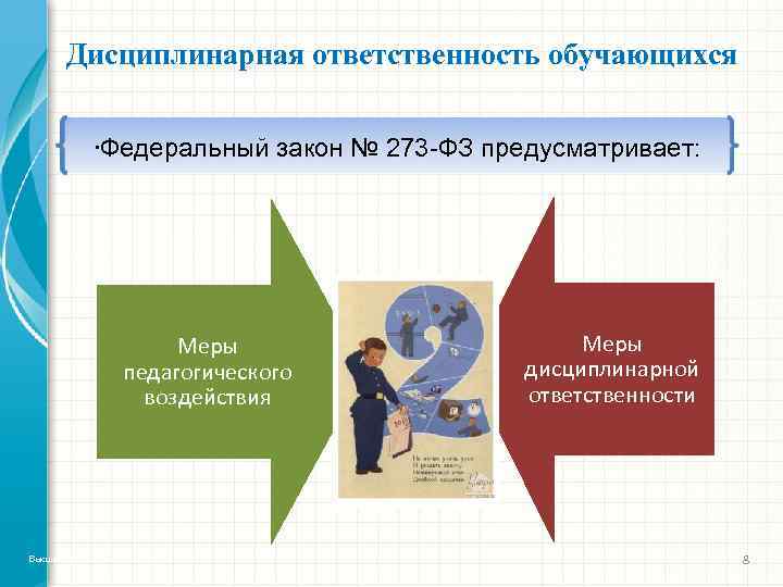 Дисциплинарная ответственность обучающихся • Федеральный закон № 273 -ФЗ предусматривает: Меры педагогического воздействия Высшая