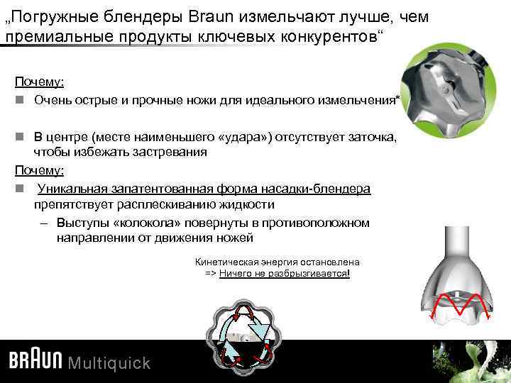 „Погружные блендеры Braun измельчают лучше, чем премиальные продукты ключевых конкурентов“ Почему: Очень острые и