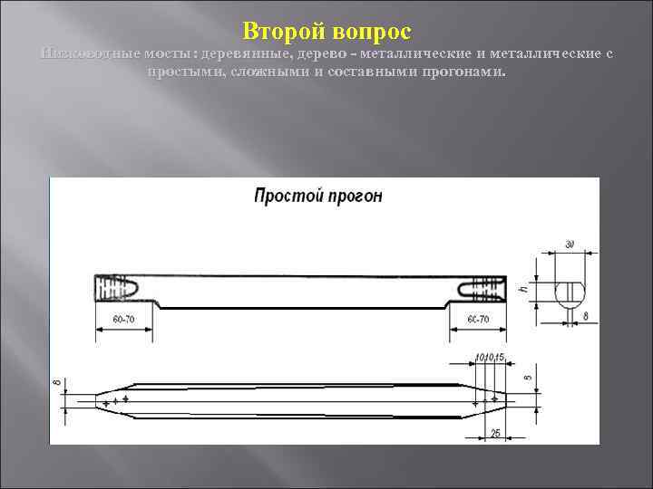 Второй вопрос Низководные мосты: деревянные, дерево - металлические и металлические с простыми, сложными и