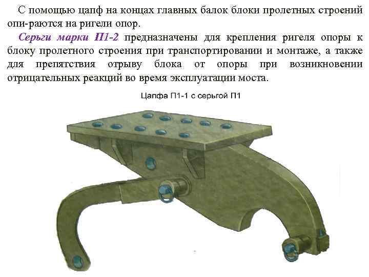 С помощью цапф на концах главных балок блоки пролетных строений опи раются на ригели